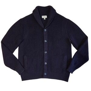 Goodfellow Shawl Collar Cardigan Sweater Mens M‎ Navy Blue Academia Teacher